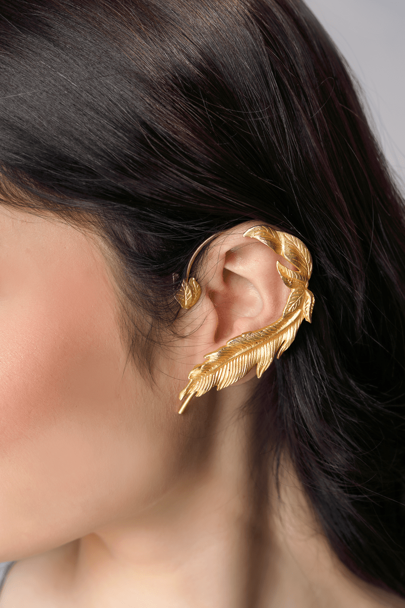 Contemporary gold ear cuffs