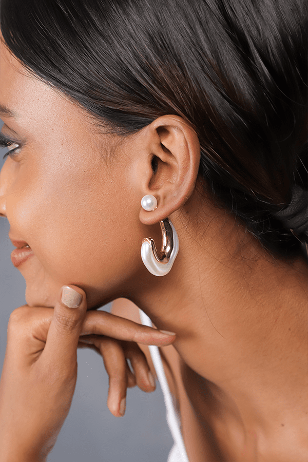 Black and Gold Geometric Ear Jackets | Double Sided Earrings | Unparalleled  – Uprise Jewelry