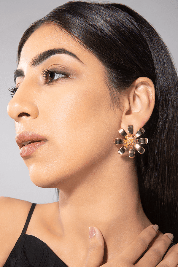 Cluster Gold Stud Earrings